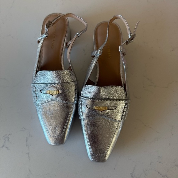 Veronica Beard Celia Sling Back Silver Flat Size: 6 - Picture 1 of 6